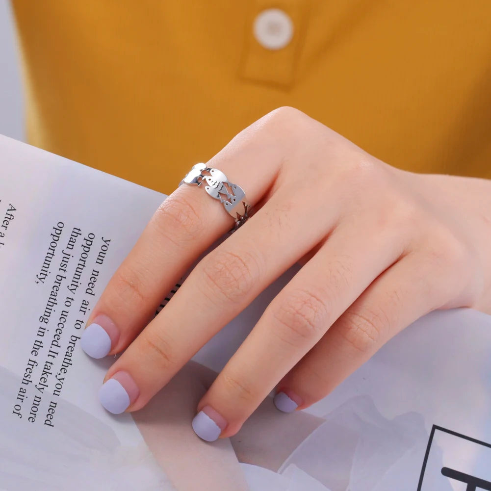 Skyrim New Animal Cute Fish Ring for Women Adjustable Rings Stainless Steel Party Lover Gifts 2026 Fashion Jewelry Wholesale