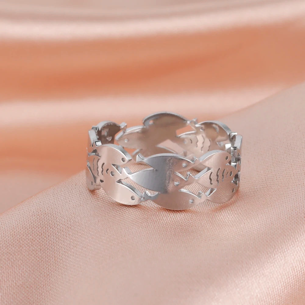 Skyrim New Animal Cute Fish Ring for Women Adjustable Rings Stainless Steel Party Lover Gifts 2026 Fashion Jewelry Wholesale