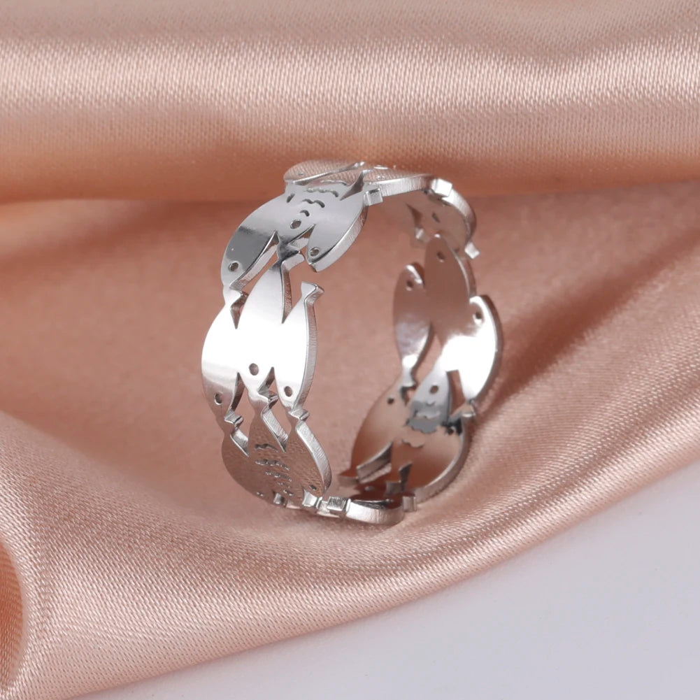 Skyrim New Animal Cute Fish Ring for Women Adjustable Rings Stainless Steel Party Lover Gifts 2026 Fashion Jewelry Wholesale