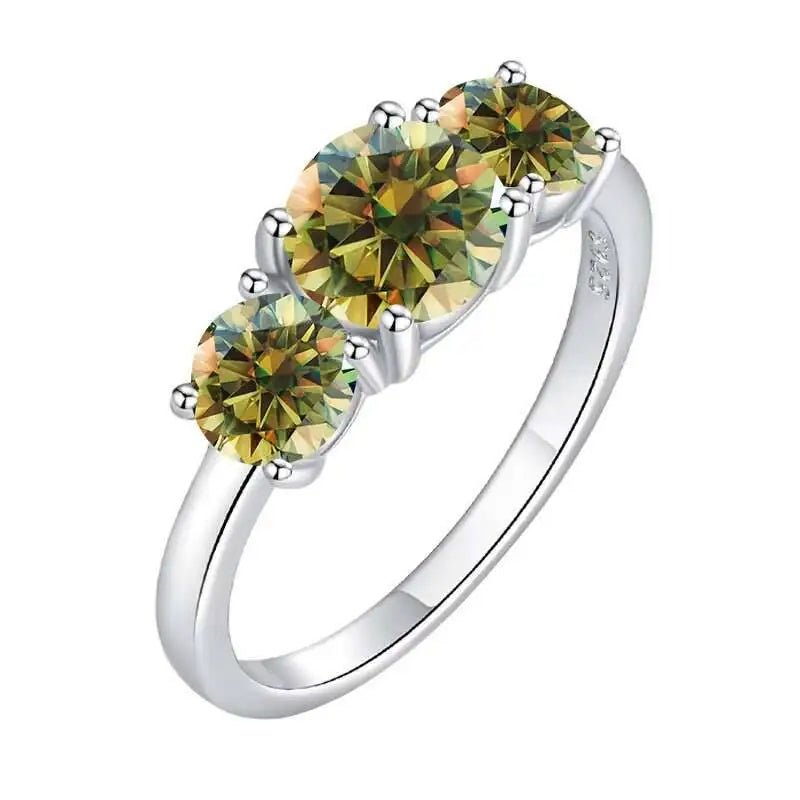 Total 4.0CT D Color Moissanite Three Stone Engagement Ring 925 Silver Rings 18K Gold Plated Customs Fine Jewelry Gift Wholesale
