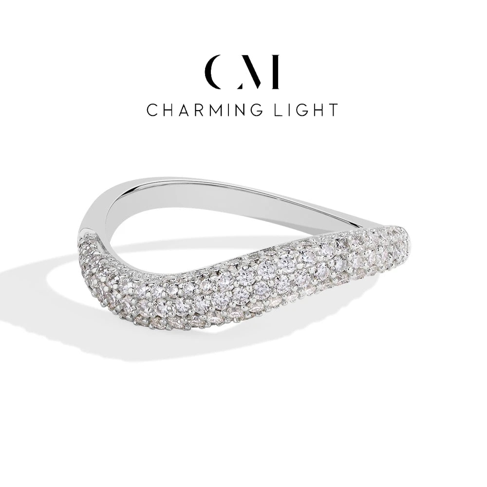 CHARMING Fashion S925 Sterling Silver Engagement Classic Moissanite Diamond Ring for Women Men Real Jewelry With Certificate
