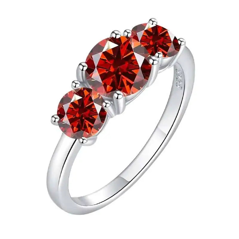 Total 4.0CT D Color Moissanite Three Stone Engagement Ring 925 Silver Rings 18K Gold Plated Customs Fine Jewelry Gift Wholesale