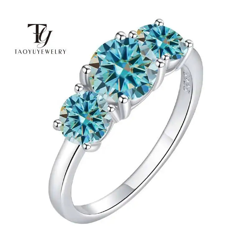 Total 4.0CT D Color Moissanite Three Stone Engagement Ring 925 Silver Rings 18K Gold Plated Customs Fine Jewelry Gift Wholesale