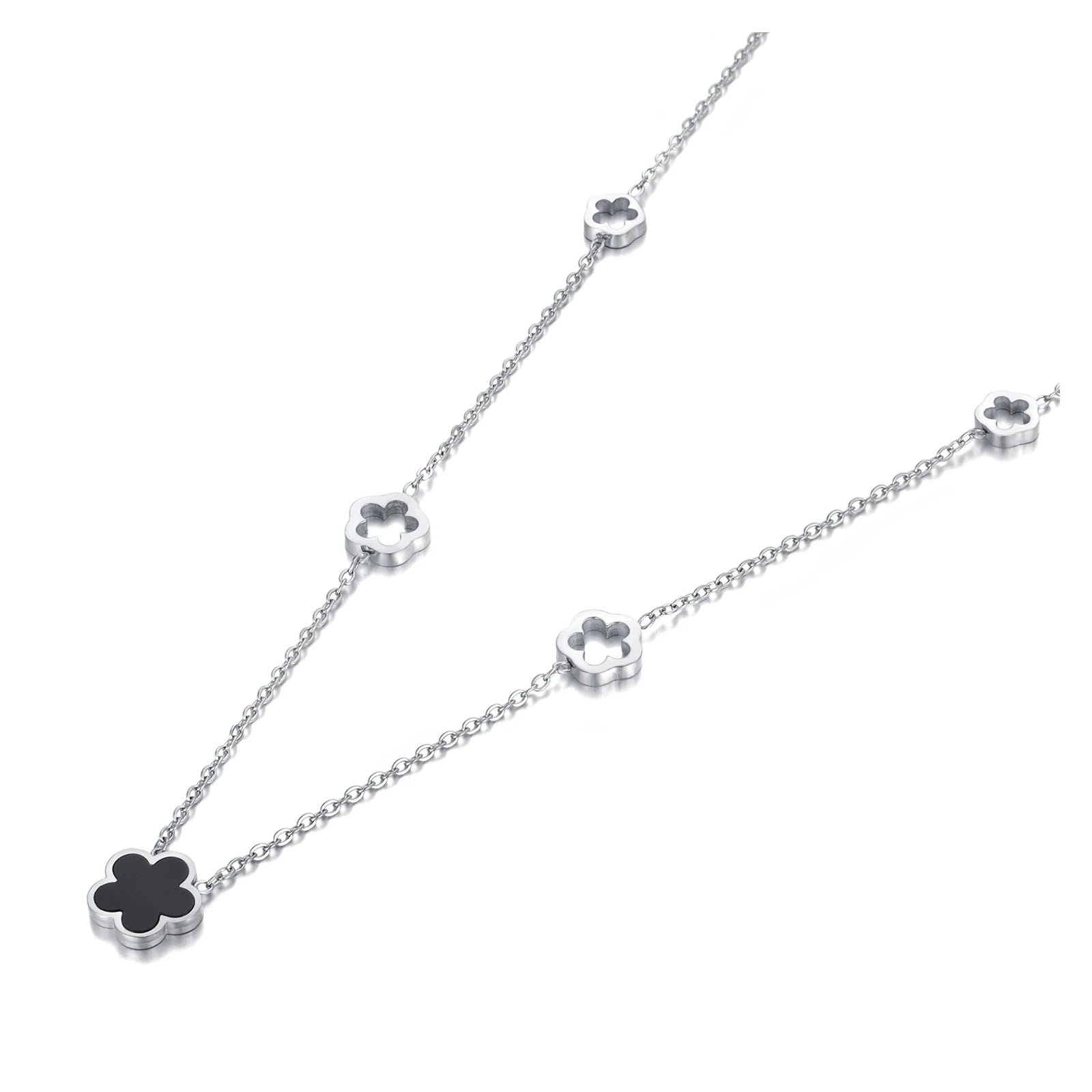 Lokaer Trendy Stainless Steel White Black Green Shell Flower Charm Bracelets For Women Girl Chain & Link Bracelet Jewelry B19056