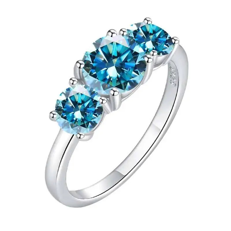 Total 4.0CT D Color Moissanite Three Stone Engagement Ring 925 Silver Rings 18K Gold Plated Customs Fine Jewelry Gift Wholesale