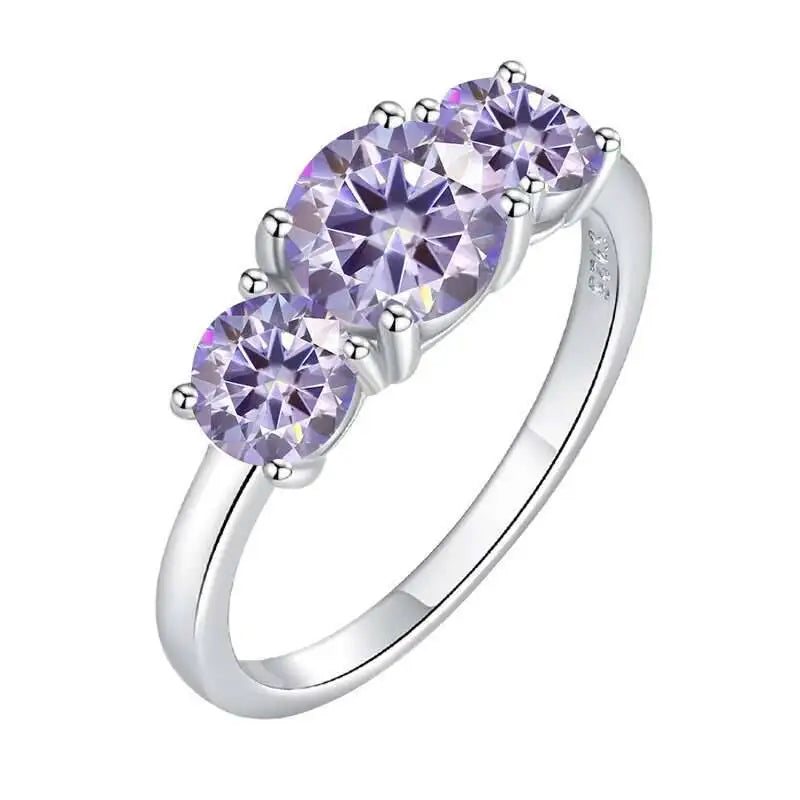 Total 4.0CT D Color Moissanite Three Stone Engagement Ring 925 Silver Rings 18K Gold Plated Customs Fine Jewelry Gift Wholesale
