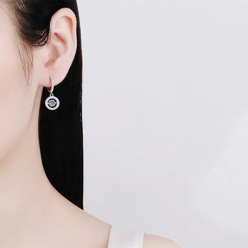 1CT Moissanite Drop Earring for Women Diamond Beating Heart Earring 100% S925 Sterling Silver White Gold Plated Jewelry