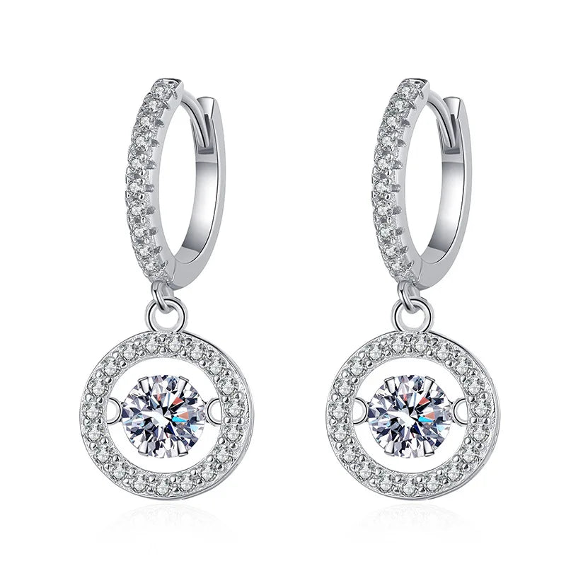 1CT Moissanite Drop Earring for Women Diamond Beating Heart Earring 100% S925 Sterling Silver White Gold Plated Jewelry