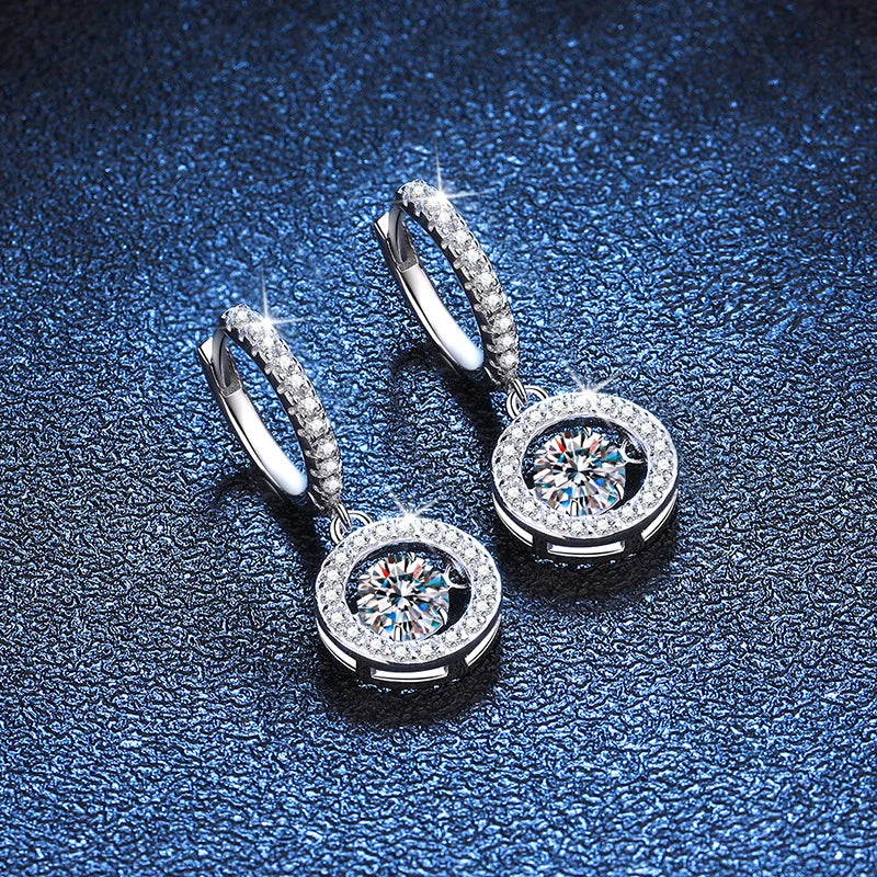1CT Moissanite Drop Earring for Women Diamond Beating Heart Earring 100% S925 Sterling Silver White Gold Plated Jewelry