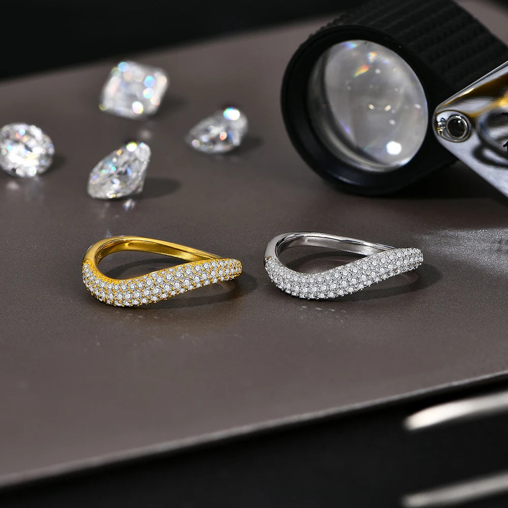 CHARMING Fashion S925 Sterling Silver Engagement Classic Moissanite Diamond Ring for Women Men Real Jewelry With Certificate