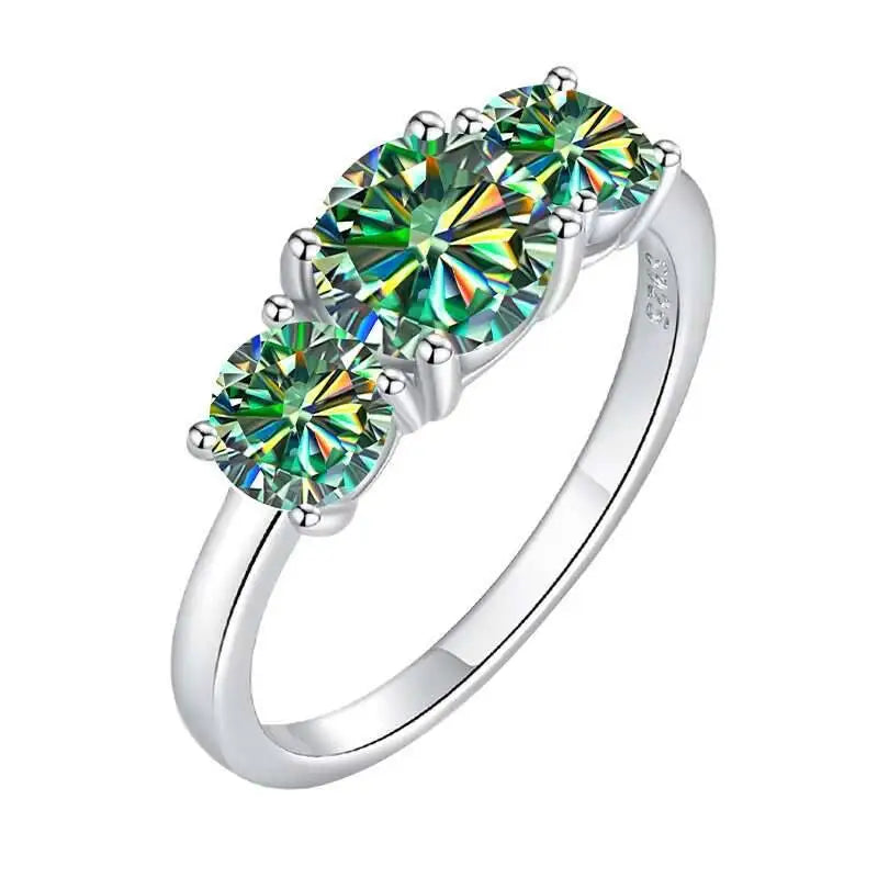 Total 4.0CT D Color Moissanite Three Stone Engagement Ring 925 Silver Rings 18K Gold Plated Customs Fine Jewelry Gift Wholesale