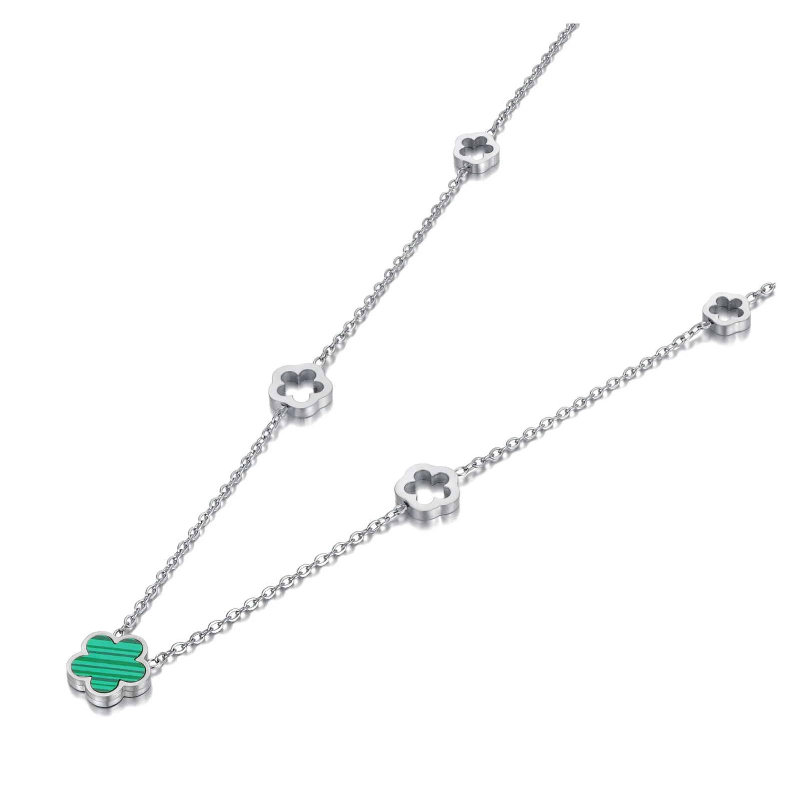 Lokaer Trendy Stainless Steel White Black Green Shell Flower Charm Bracelets For Women Girl Chain & Link Bracelet Jewelry B19056