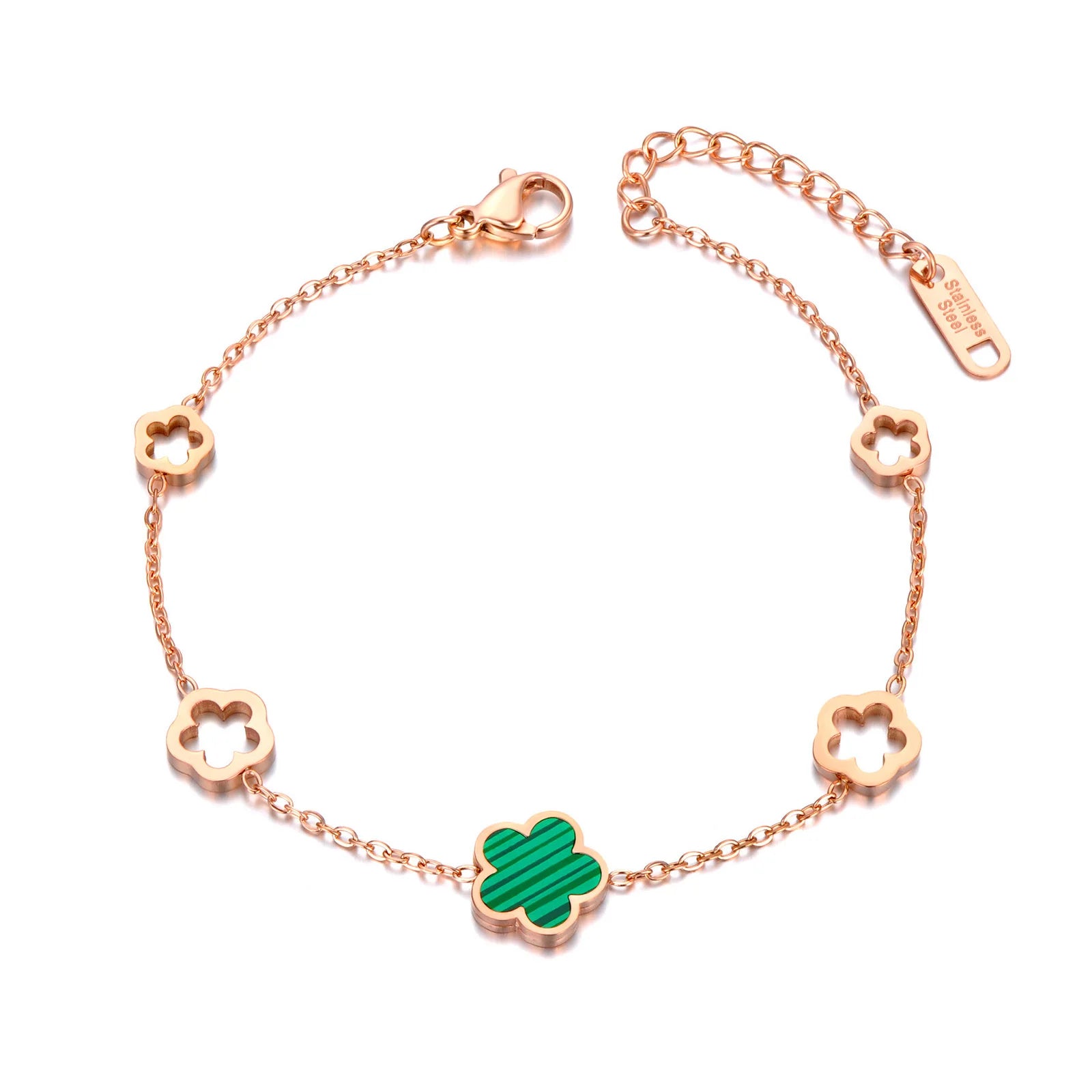 Lokaer Trendy Stainless Steel White Black Green Shell Flower Charm Bracelets For Women Girl Chain & Link Bracelet Jewelry B19056