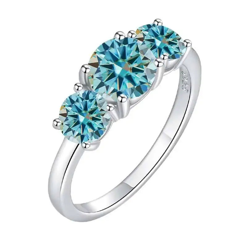 Total 4.0CT D Color Moissanite Three Stone Engagement Ring 925 Silver Rings 18K Gold Plated Customs Fine Jewelry Gift Wholesale