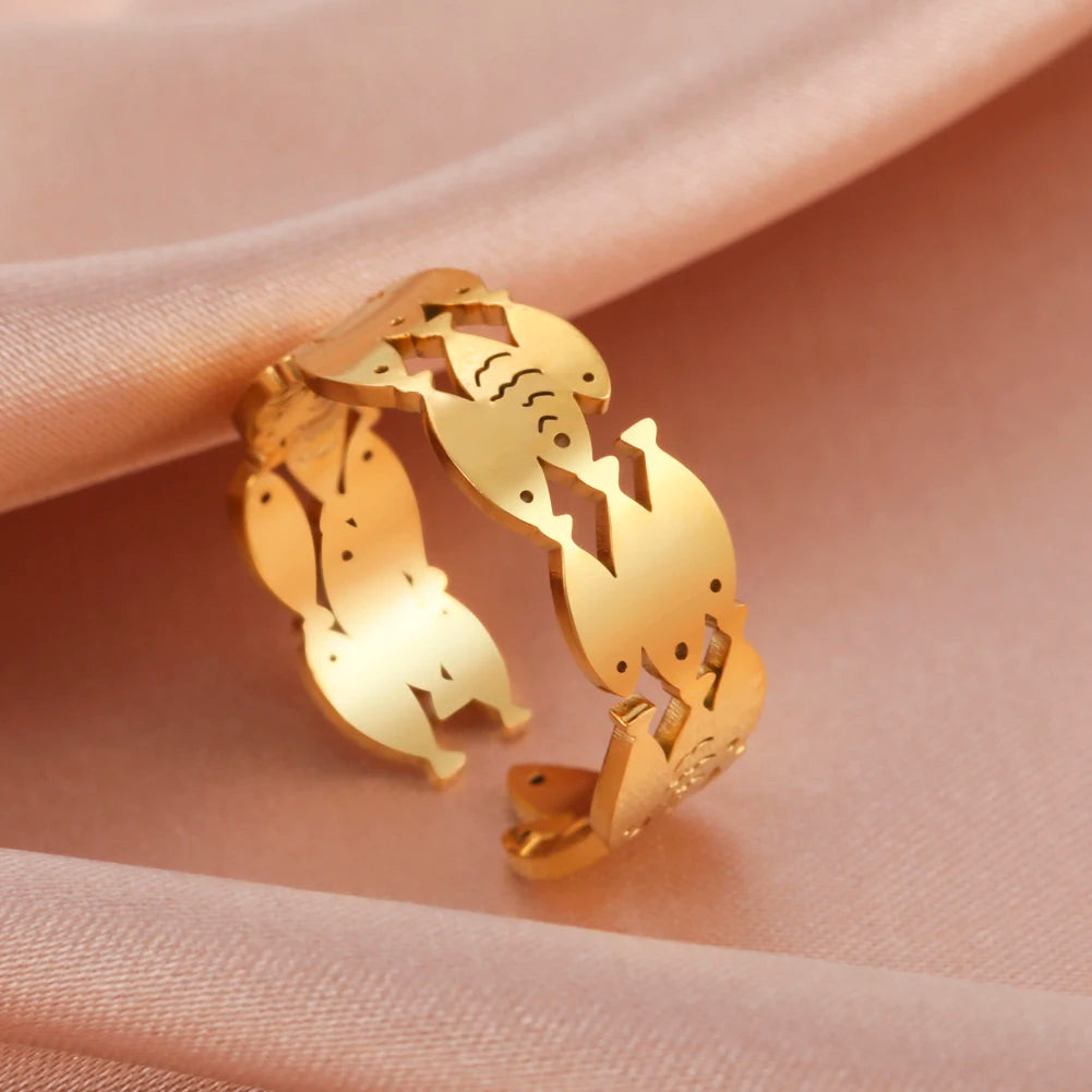 Skyrim New Animal Cute Fish Ring for Women Adjustable Rings Stainless Steel Party Lover Gifts 2026 Fashion Jewelry Wholesale
