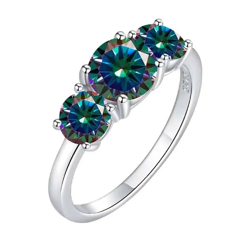 Total 4.0CT D Color Moissanite Three Stone Engagement Ring 925 Silver Rings 18K Gold Plated Customs Fine Jewelry Gift Wholesale