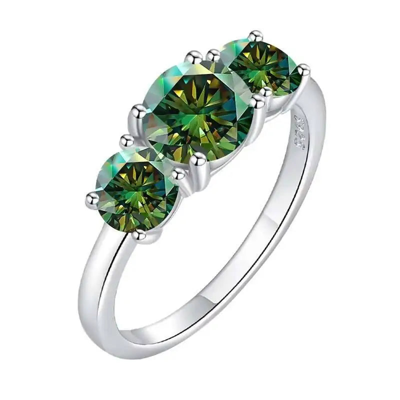 Total 4.0CT D Color Moissanite Three Stone Engagement Ring 925 Silver Rings 18K Gold Plated Customs Fine Jewelry Gift Wholesale