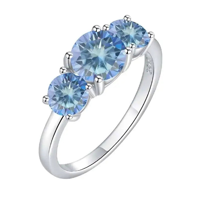 Total 4.0CT D Color Moissanite Three Stone Engagement Ring 925 Silver Rings 18K Gold Plated Customs Fine Jewelry Gift Wholesale