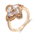 SYOUJYO Shiny Natural Zircon Flower Shape Ring For Women 585 Rose Gold Color Luxury Fine Jewelry Gift