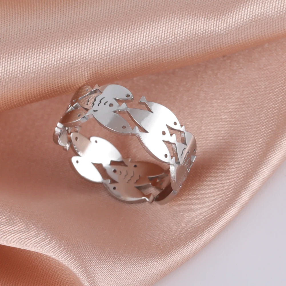 Skyrim New Animal Cute Fish Ring for Women Adjustable Rings Stainless Steel Party Lover Gifts 2026 Fashion Jewelry Wholesale